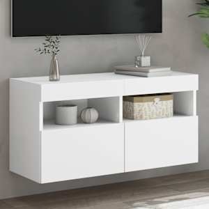 Nástěnná TV skříňka s LED osvětlením bílá 80 x 30 x 40 cm - obrázek 1