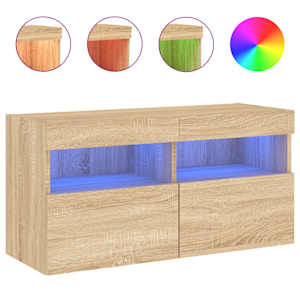 Nástěnná TV skříňka s LED osvětlením dub sonoma 80 x 30 x 40 cm - obrázek 2