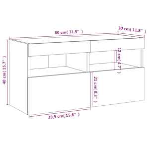Nástěnná TV skříňka s LED osvětlením dub sonoma 80 x 30 x 40 cm - obrázek 18