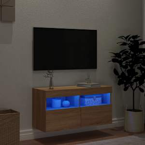 Nástěnná TV skříňka s LED osvětlením dub sonoma 80 x 30 x 40 cm - obrázek 4