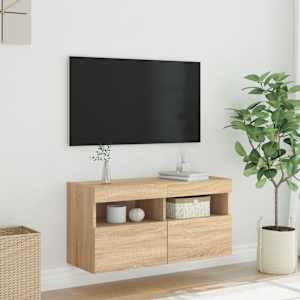 Nástěnná TV skříňka s LED osvětlením dub sonoma 80 x 30 x 40 cm - obrázek 5