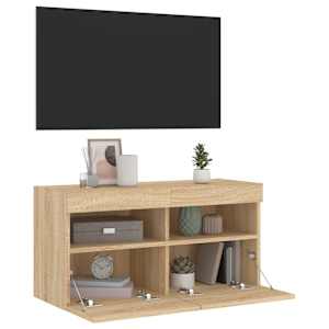 Nástěnná TV skříňka s LED osvětlením dub sonoma 80 x 30 x 40 cm - obrázek 7