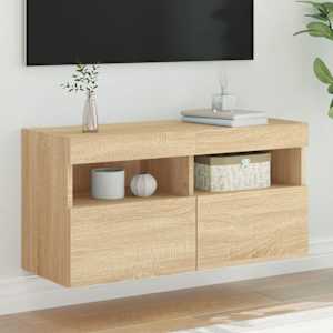 Nástěnná TV skříňka s LED osvětlením dub sonoma 80 x 30 x 40 cm - obrázek 1