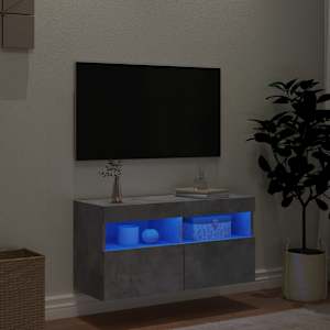 Nástěnná TV skříňka s LED osvětlením betonově šedá 80x30x40 cm - obrázek 4