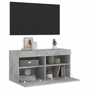 Nástěnná TV skříňka s LED osvětlením betonově šedá 80x30x40 cm - obrázek 7
