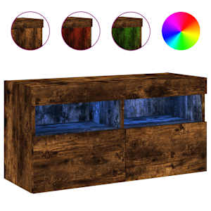 Nástěnná TV skříňka s LED osvětlením kouřový dub 80x30x40 cm - obrázek 2
