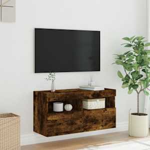 Nástěnná TV skříňka s LED osvětlením kouřový dub 80x30x40 cm - obrázek 5