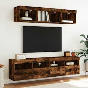 Nástěnná TV skříňka s LED osvětlením kouřový dub 80x30x40 cm - obrázek 6