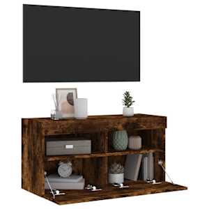 Nástěnná TV skříňka s LED osvětlením kouřový dub 80x30x40 cm - obrázek 7
