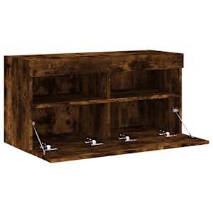 Nástěnná TV skříňka s LED osvětlením kouřový dub 80x30x40 cm - obrázek 8
