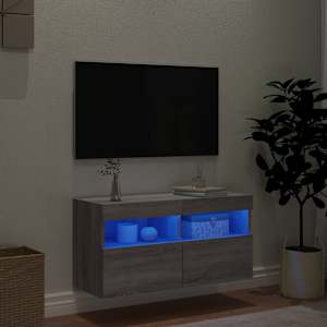 Nástěnná TV skříňka s LED osvětlením šedá sonoma 80x30x40 cm - obrázek 4