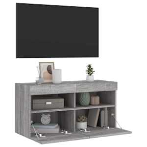 Nástěnná TV skříňka s LED osvětlením šedá sonoma 80x30x40 cm - obrázek 7