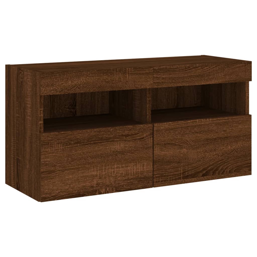 vidaXL Tv-wandmeubel met LED-verlichting 80x30x40 cm bruin eikenkleur afbeelding