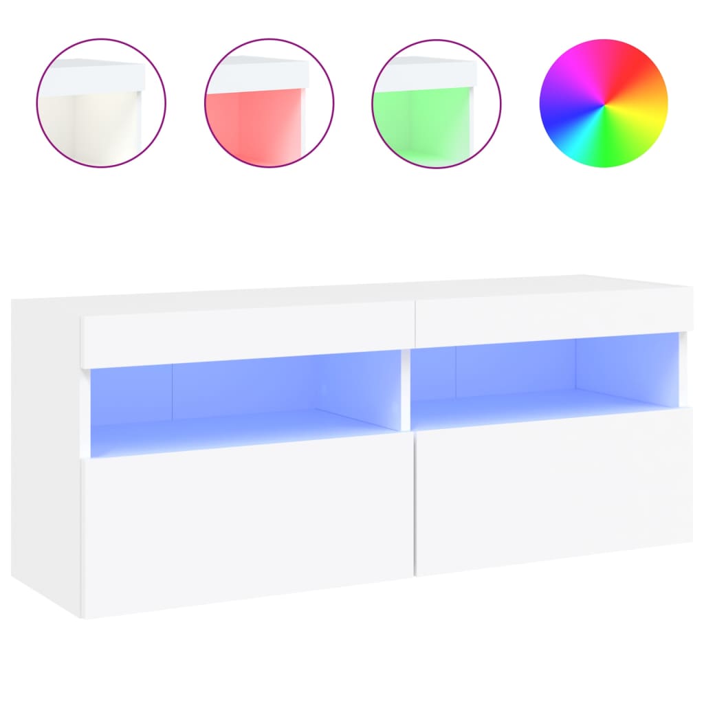 vidaXL Nástěnná TV skříňka s LED osvětlením bílá 100 x 30 x 40 cm