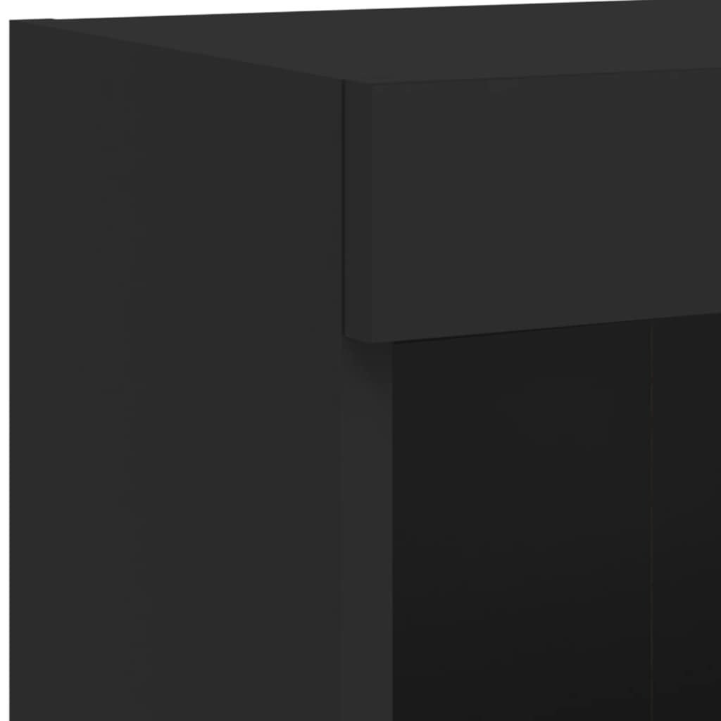 Comodă TV de perete cu lumini LED, negru, 100x30x40 cm