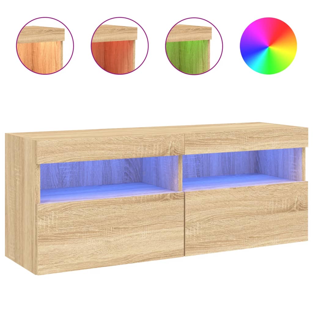vidaXL Nástěnná TV skříňka s LED osvětlením dub sonoma 100x30x40 cm