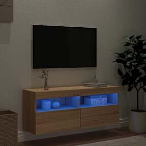 Nástěnná TV skříňka s LED osvětlením dub sonoma 100x30x40 cm - obrázek 4