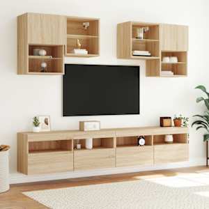 Nástěnná TV skříňka s LED osvětlením dub sonoma 100x30x40 cm - obrázek 6