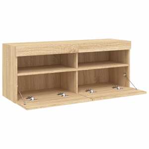 Nástěnná TV skříňka s LED osvětlením dub sonoma 100x30x40 cm - obrázek 8
