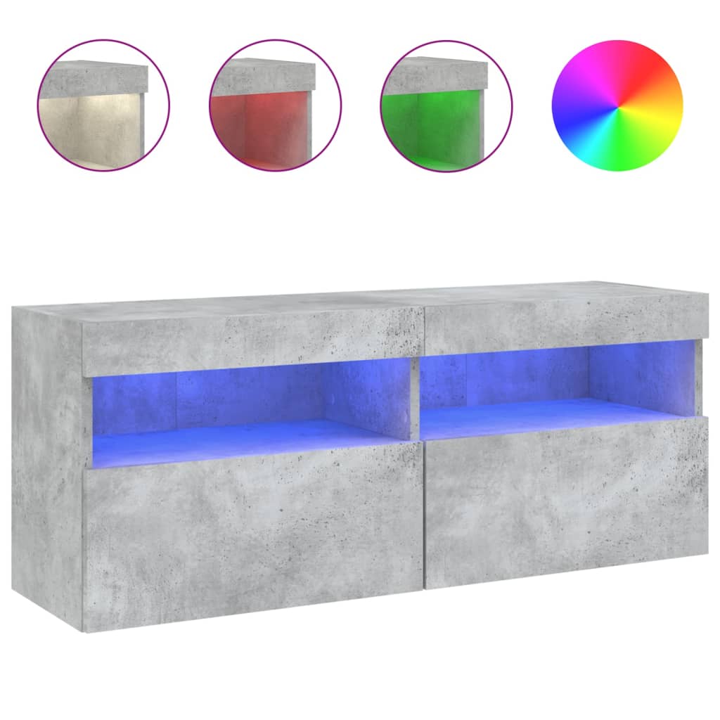 vidaXL Nástěnná TV skříňka s LED osvětlením betonově šedá 100x30x40 cm