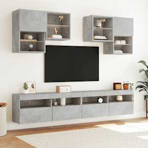 Nástěnná TV skříňka s LED osvětlením betonově šedá 100x30x40 cm - obrázek 6