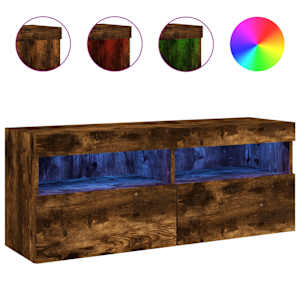 Nástěnná TV skříňka s LED osvětlením kouřový dub 100x30x40 cm - obrázek 2