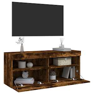Nástěnná TV skříňka s LED osvětlením kouřový dub 100x30x40 cm - obrázek 7