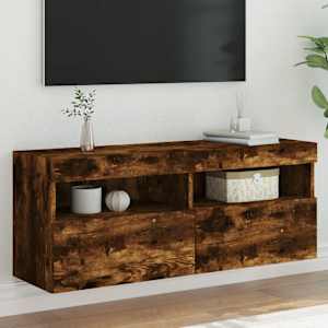 Nástěnná TV skříňka s LED osvětlením kouřový dub 100x30x40 cm - obrázek 1