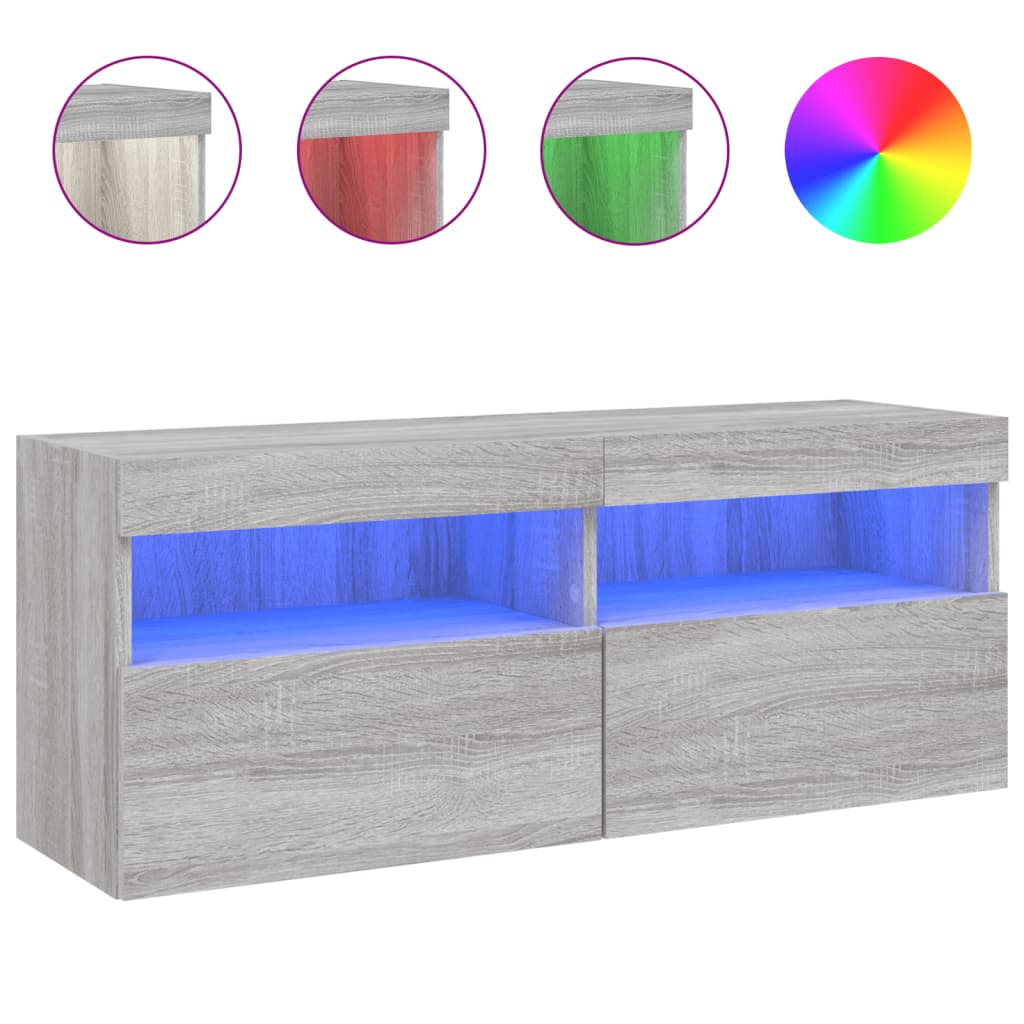 vidaXL Nástěnná TV skříňka s LED osvětlením šedá sonoma 100x30x40 cm