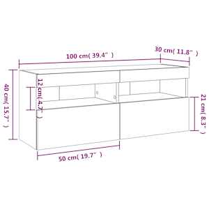 Nástěnná TV skříňka s LED osvětlením šedá sonoma 100x30x40 cm - obrázek 18