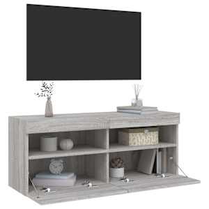 Nástěnná TV skříňka s LED osvětlením šedá sonoma 100x30x40 cm - obrázek 7