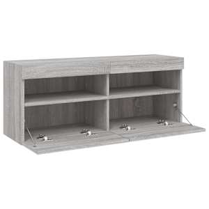 Nástěnná TV skříňka s LED osvětlením šedá sonoma 100x30x40 cm - obrázek 8