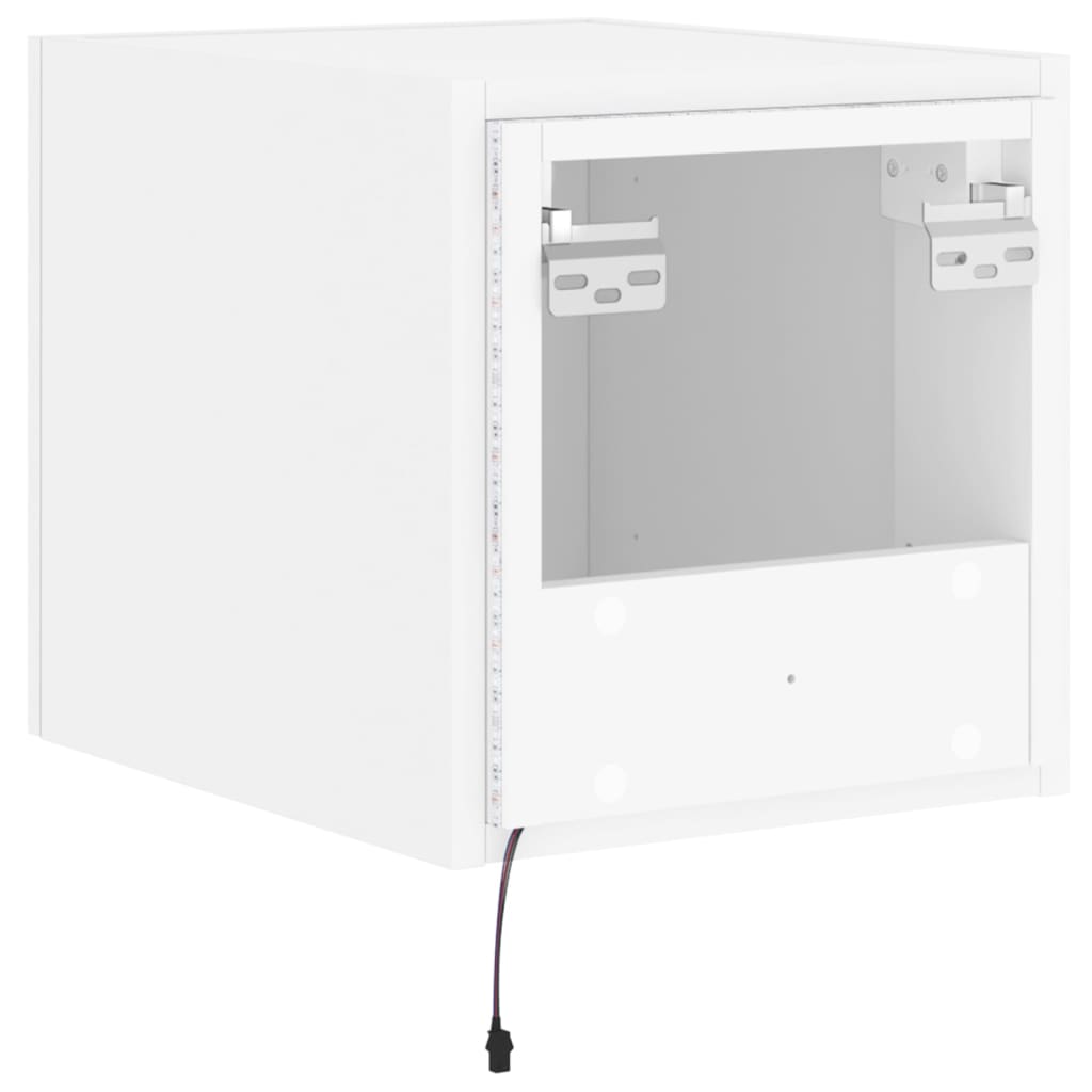 Comodă TV de perete cu lumini LED, alb, 30,5x35x30 cm