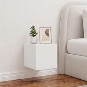 Stenska TV omarica z LED lučkami bela 30,5x35x30 cm