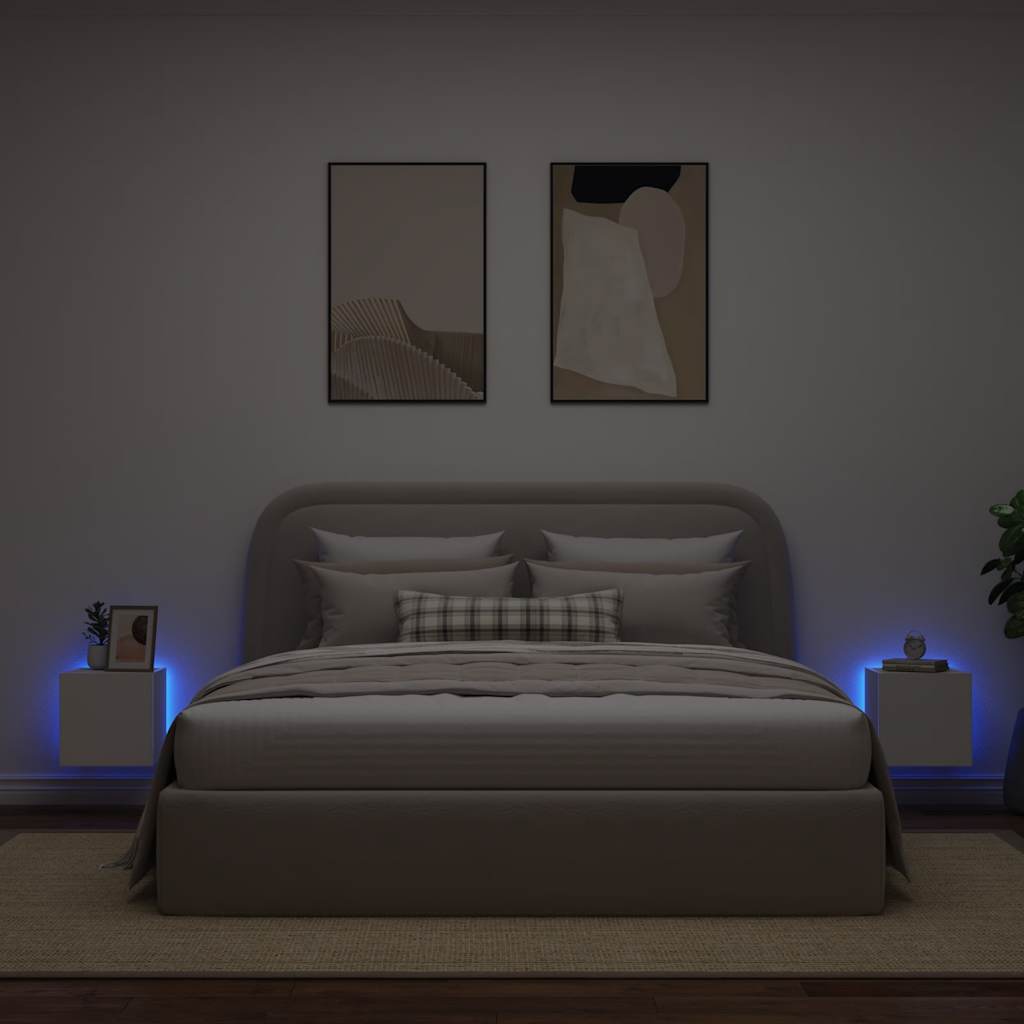 Thumbnail - vidaXL TV-Wandschränke mit LED-Leuchten 2 Stk. Weiß 30,5x35x30 cm