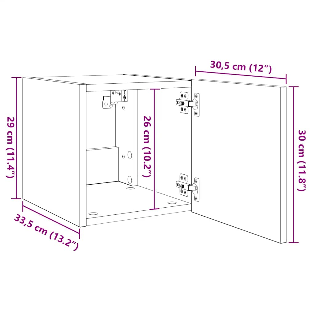 Nástěnné TV skříňky s LED osvětlením 2 ks bílé 30,5x35x30 cm - obrázek 17