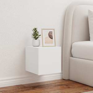 Stenske TV omarice z LED lučkami 2 kosa bela 30,5x35x30 cm