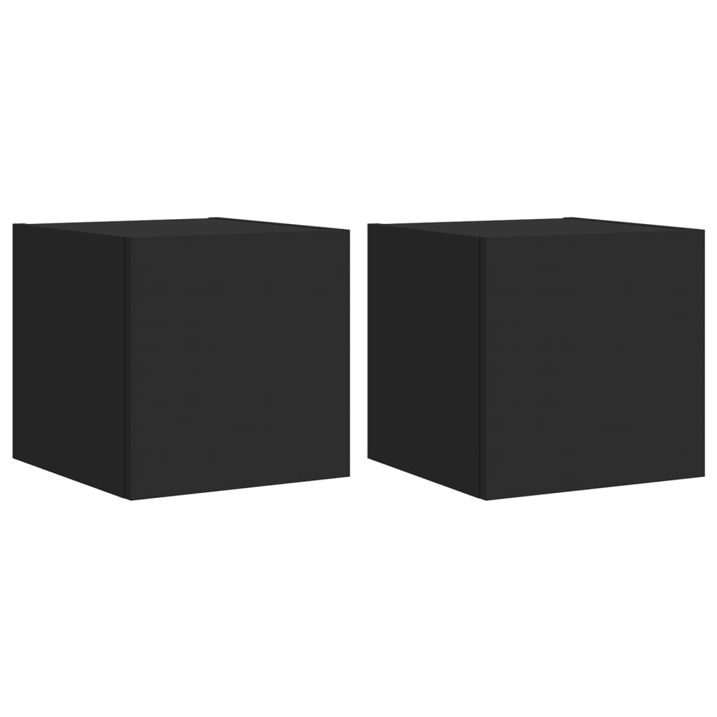 Thumbnail - vidaXL TV-Wandschränke mit LED-Leuchten 2 Stk. Schwarz 30,5x35x30 cm