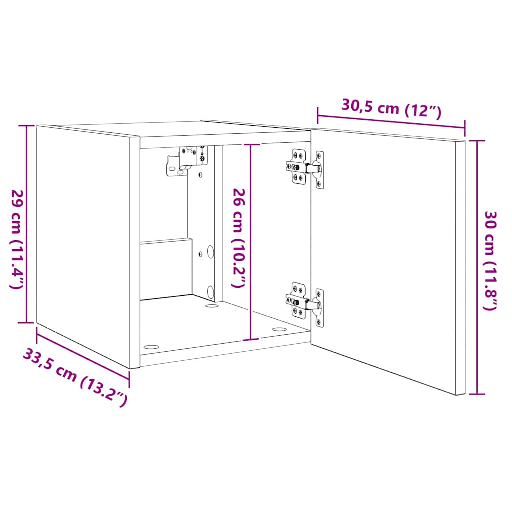 Nástěnné TV skříňky s LED osvětlením 2 ks černé 30,5x35x30 cm - obrázek 18