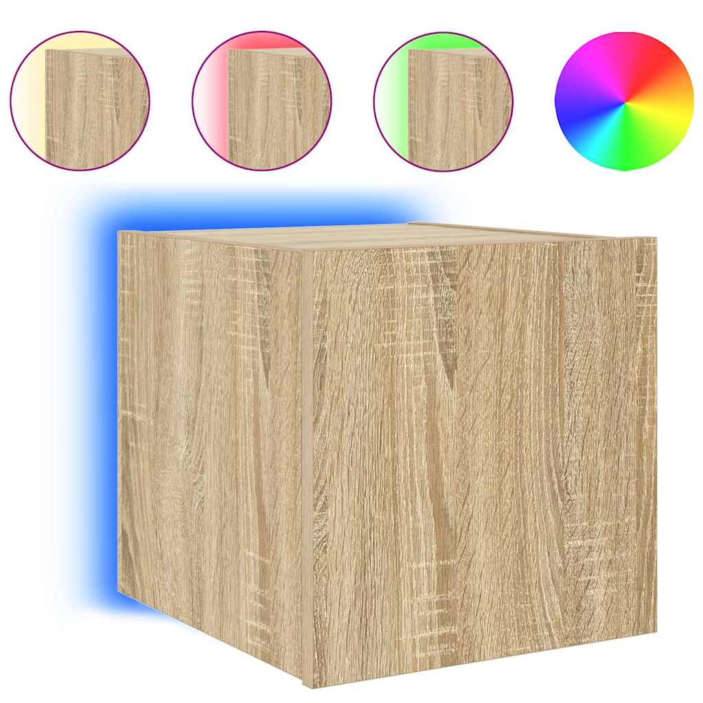 Thumbnail - vidaXL TV-Wandschrank mit LED-Leuchten Sonoma-Eiche 30,5x35x30 cm
