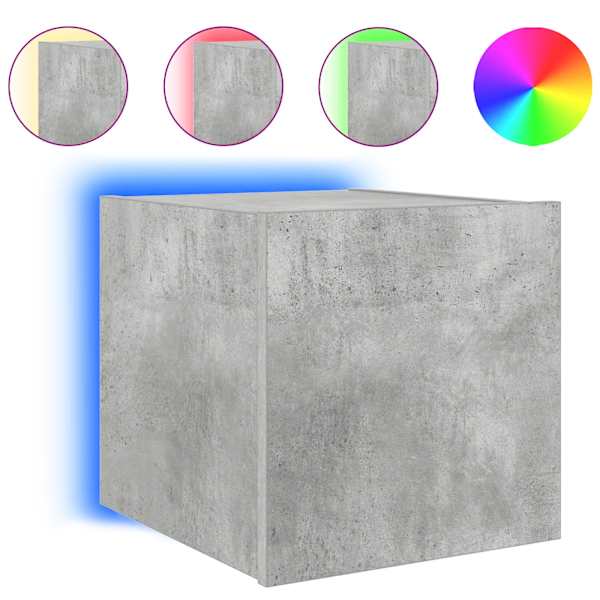 vidaXL teleri seinakapp LED-tuledega, betoonhall, 30,5 x 35 x 30 cm