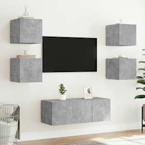 Nástěnná TV skříňka s LED osvětlením betonově šedá 30,5x35x30cm - obrázek 6