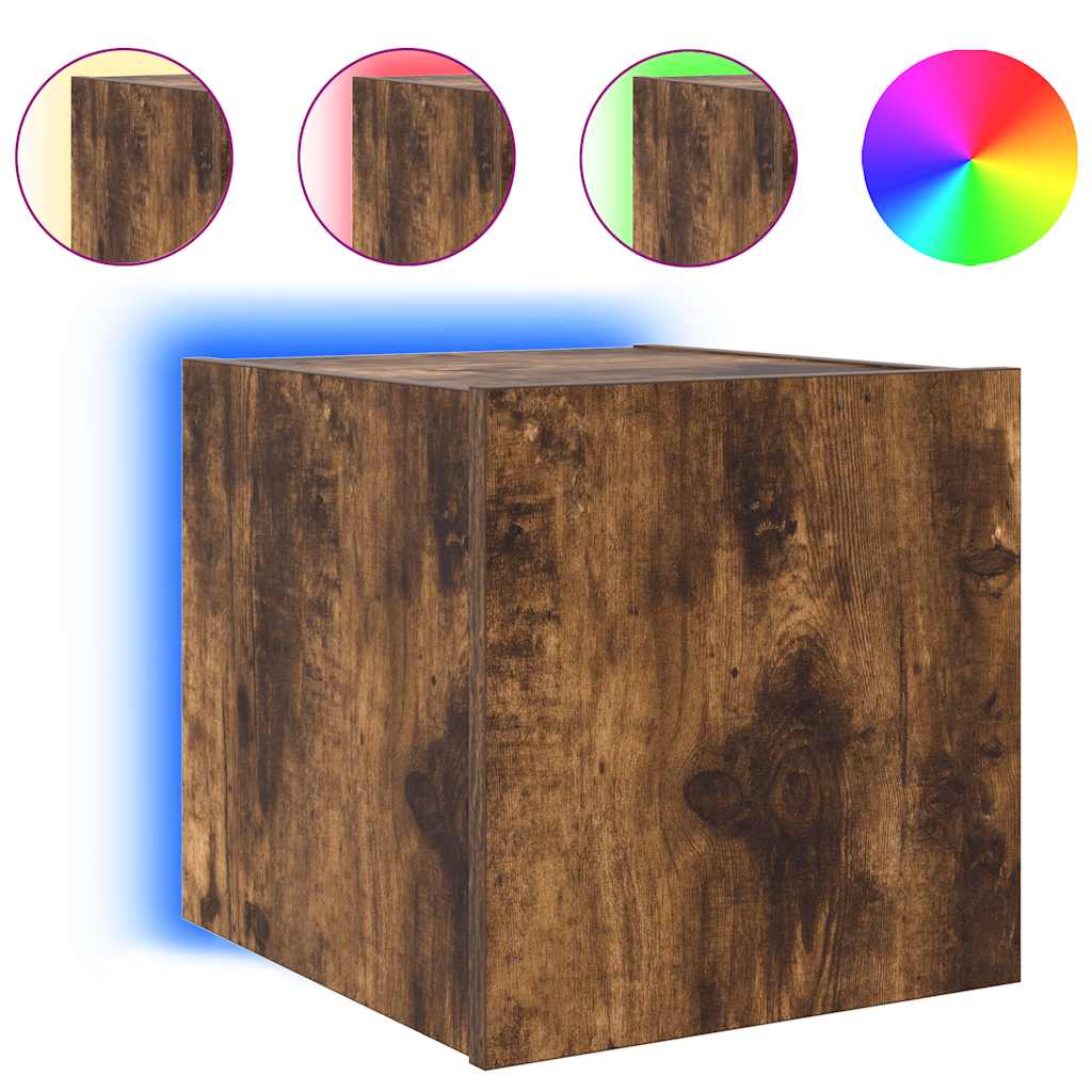 Thumbnail - vidaXL TV-Wandschrank mit LED-Leuchten Räuchereiche 30,5x35x30 cm