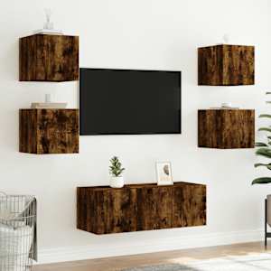 Nástěnná TV skříňka s LED osvětlením kouřový dub 30,5x35x30 cm - obrázek 6