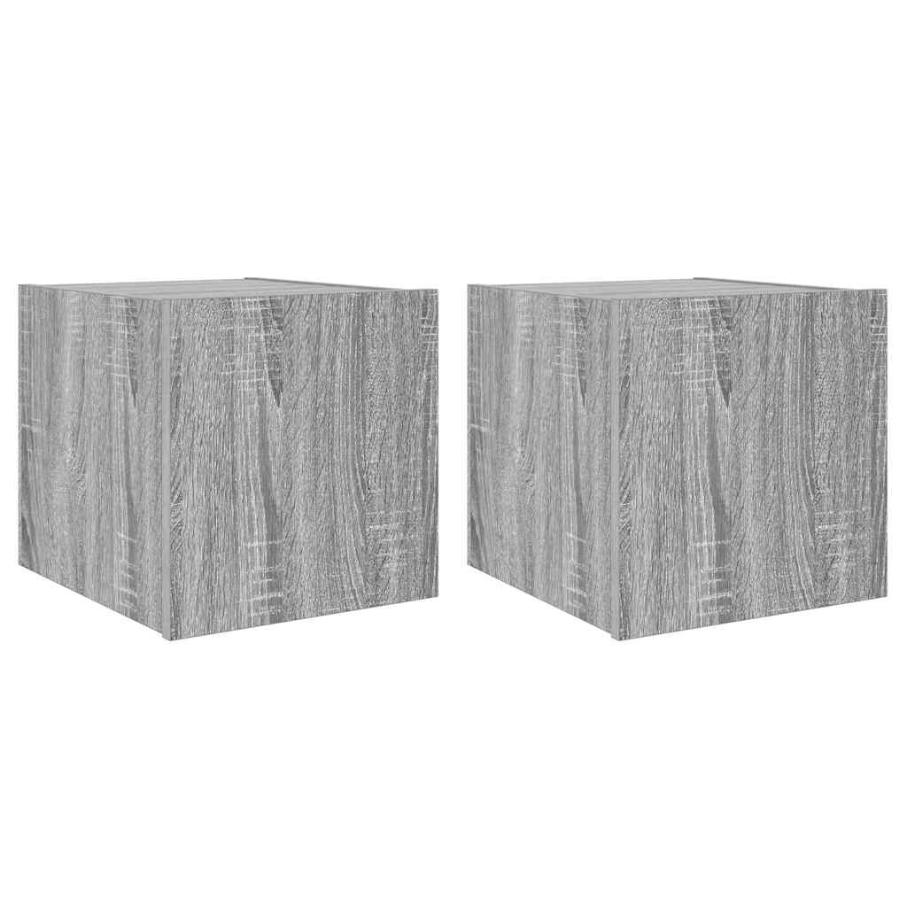 E-shop vidaXL TV nástenné skrinky s LED svetlami 2ks sivá sonoma 30,5x35x30cm