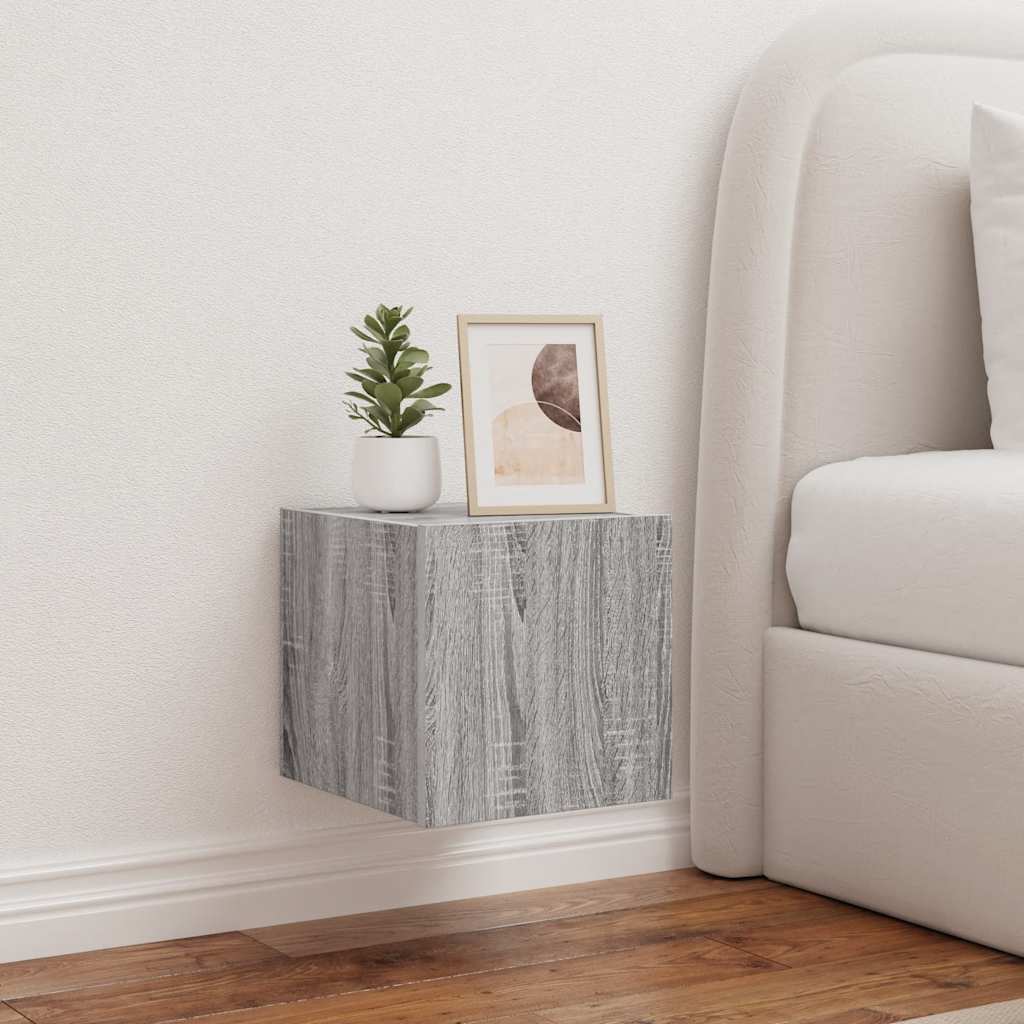 vidaXL Comode TV cu lumini LED, 2 buc., gri sonoma, 30,5x35x30 cm