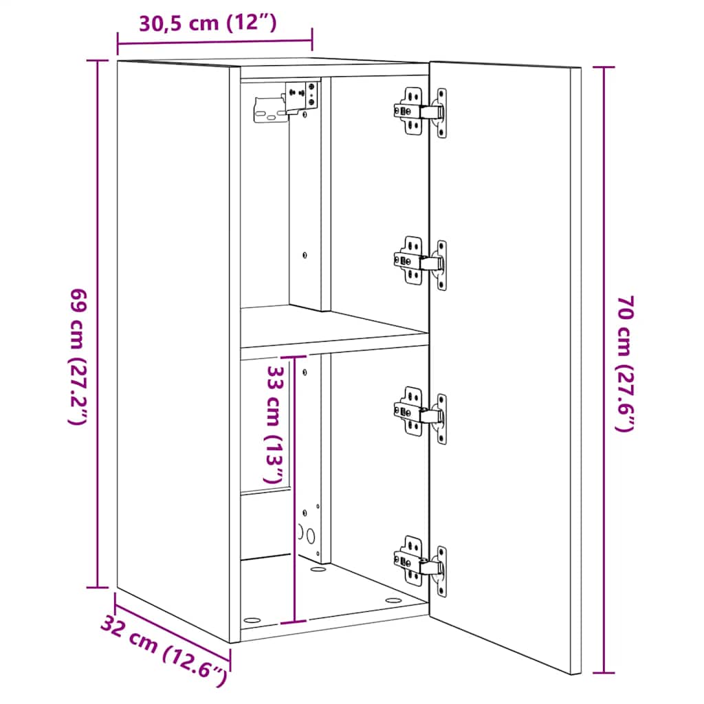 Nástěnná TV skříňka s LED osvětlením bílá 30,5 x 35 x 70 cm - obrázek 17