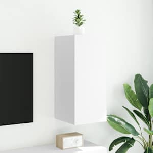 Stenska TV omarica z LED lučkami bela 30,5x35x70 cm