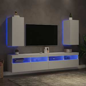 Nástěnné TV skříňky s LED osvětlením 2 ks bílé 30,5x35x70 cm - obrázek 3