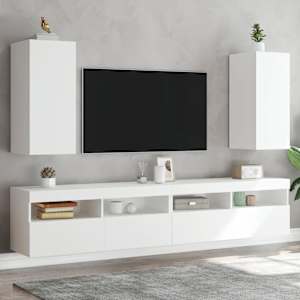 Nástěnné TV skříňky s LED osvětlením 2 ks bílé 30,5x35x70 cm - obrázek 1
